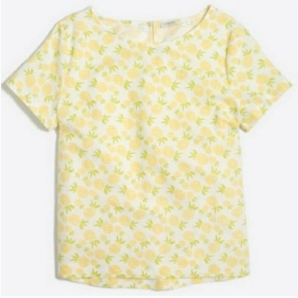 J. Crew factory Yellow Pineapple Print Short Sleeve Top size XL